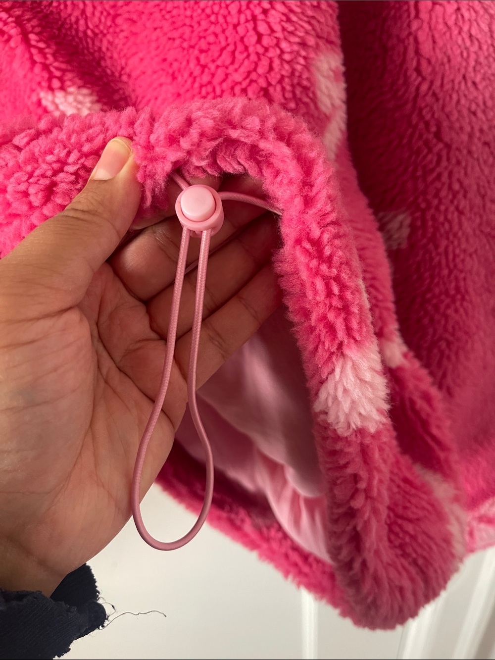 Beach Riot Pink Sherpa Half-Zip Sweater with White Bow Motifs - Picture 8 of 11
